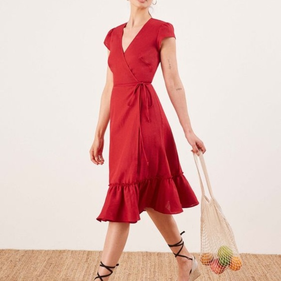 reformation apricot dress